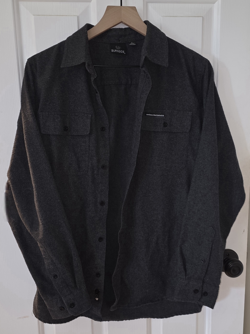 Burnside Flannel Shirt Sundance Film Festival 2018 Gray Button Up Overshirt